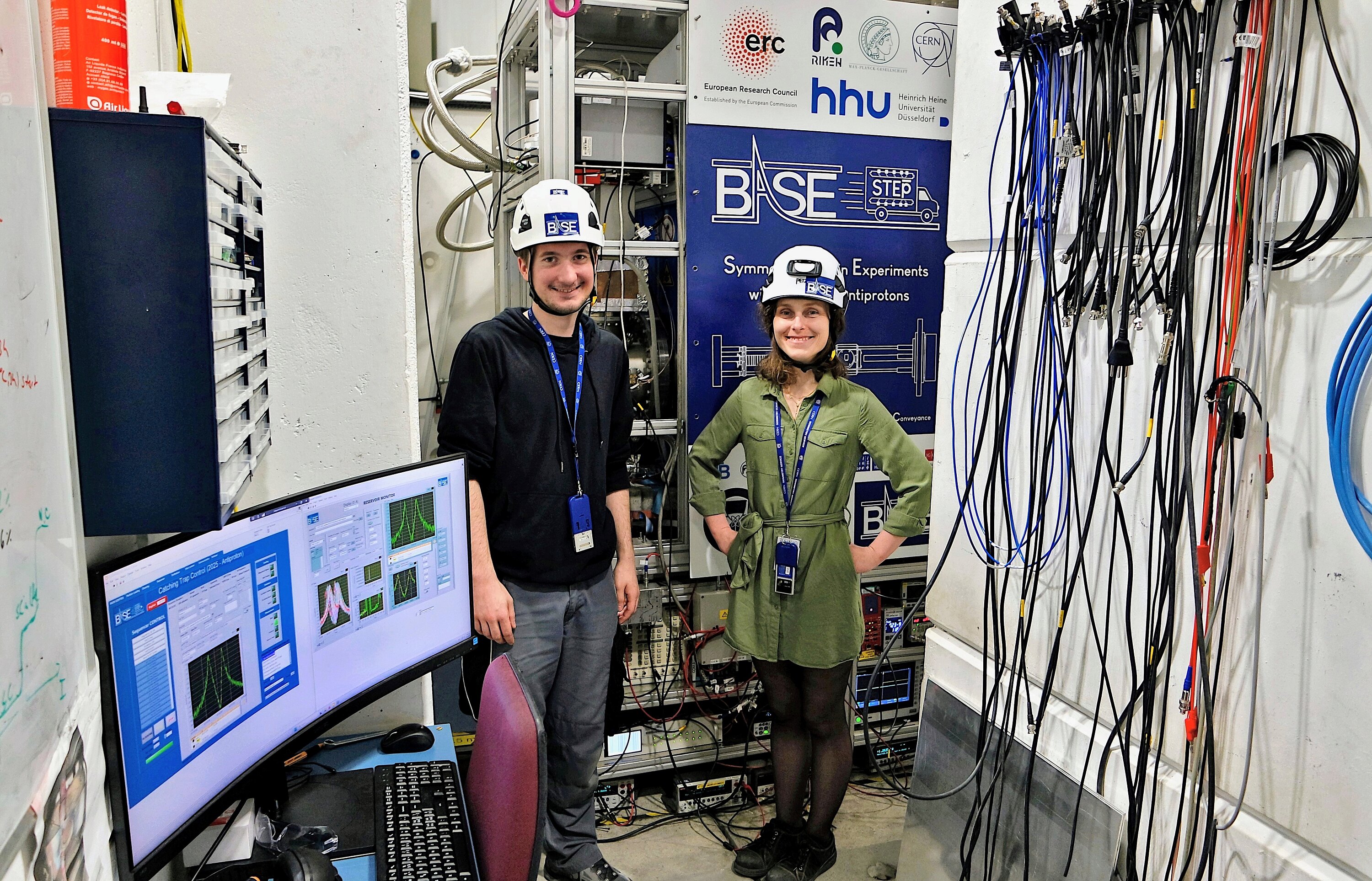Leonhardt and Latacz in the BASE-STEP zone at the AD/ELENA facility